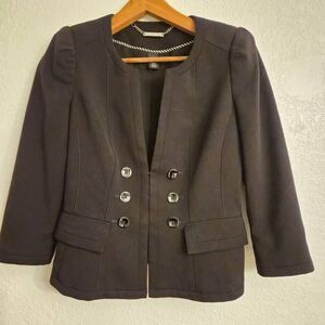 NWOT White House Black Market V-neck Fitted Flattering Black Blazer Suit Jacket